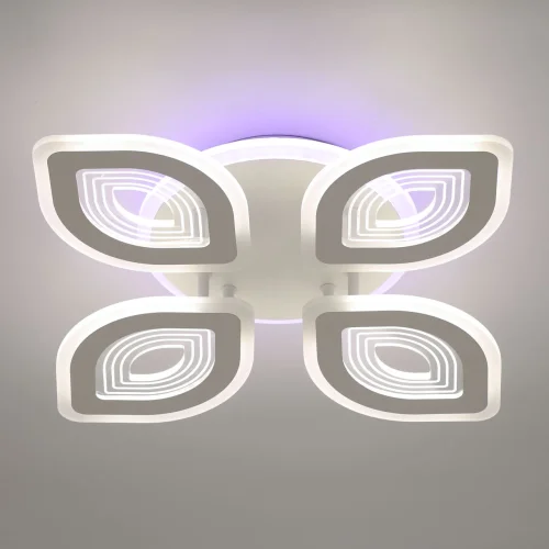 Люстра потолочная LED с пультом Мадлен 424013705 DeMarkt белая на 1 лампа, основание белое в стиле хай-тек с пультом фото 2
