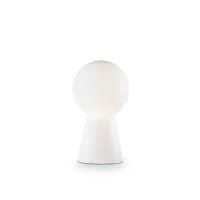 Настольная лампа BIRILLO TL1 SMALL BIANCO Ideal Lux белая на 1 лампу, основание белое стекло металл в стиле современный 