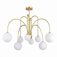 Люстра потолочная Jineto SL1204.202.08 ST-Luce белая на 8 ламп, основание золотое в стиле современный шар