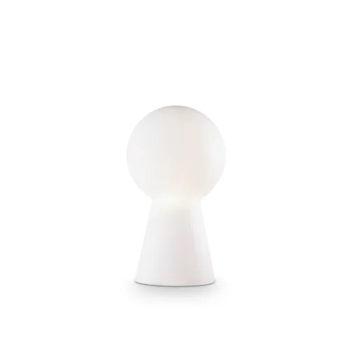 Настольная лампа BIRILLO TL1 SMALL BIANCO Ideal Lux белая на 1 лампу, основание белое стекло металл в стиле современный 
