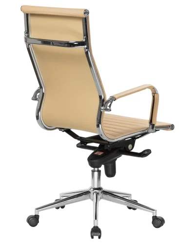 Офисное кресло для руководителей 101F-LMR CLARK, цвет бежевый Dobrin, бежевый/экокожа, ножки/металл/хром, размеры - 1090*1150***680*680 фото 4