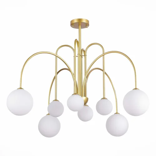 Люстра потолочная Jineto SL1204.202.08 ST-Luce белая на 8 ламп, основание золотое в стиле современный шар