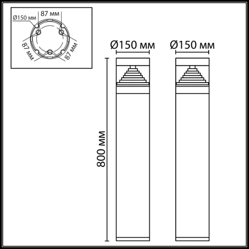 Парковый светильник LED Hulk 7140/20GLA Odeon Light уличный IP65 чёрный на 1 лампу, плафон чёрный белый в стиле современный хай-тек LED фото 2