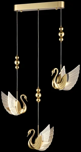 Светильник подвесной LED Letizia WE466.03.306 Wertmark золотой 3 лампы, основание золотое в стиле модерн птички