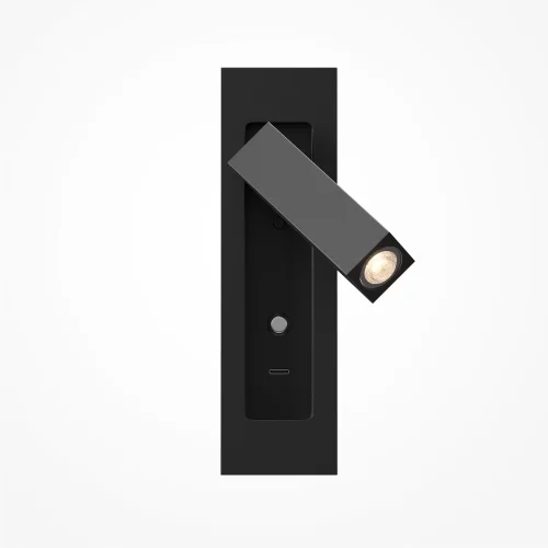 Бра с выключателем LED MOD495WL-L3B3K1 Axiom Maytoni чёрный на 1 лампу, основание чёрное в стиле современный хай-тек встраиваемый для чтения usb фото 4