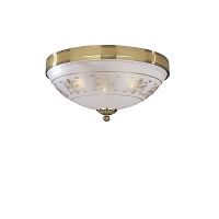 Люстра потолочная  PL 6102/3 Reccagni Angelo белая прозрачная на 3 лампы, основание золотое в стиле классический 