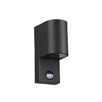 Настенный светильник с датчиком движения Motto 4390/1W Odeon Light уличный IP44 чёрный 1 лампа, плафон чёрный в стиле хай-тек GU10