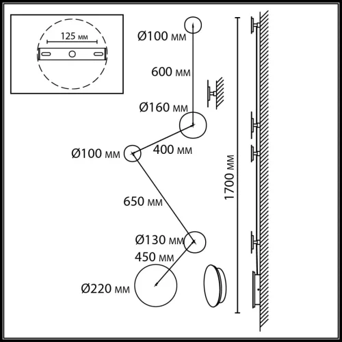 Бра LED Galaxy 7115/30WL Odeon Light чёрный на 1 лампу, основание чёрное в стиле хай-тек отражённый свет фото 2