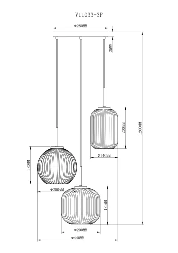 Светильник подвесной Ivory V11033-3P  Moderli белый 3 лампы, основание белое в стиле современный выдувное фото 2