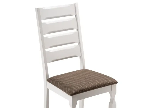 Деревянный стул Vengen butter white / brown 15081 Woodville, коричневый/ткань, ножки/дерево/белый, размеры - ****460*550 фото 5