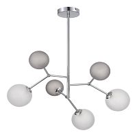 Люстра потолочная Malte SLE1107-103-06 Evoluce серая белая на 6 ламп, основание хром в стиле современный молекула шар