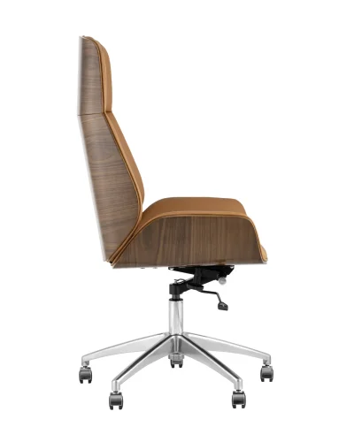 Кресло руководителя TopChairs Crown NEW, коричневое УТ000031356 Stool Group, коричневый/экокожа, ножки/металл/хром, размеры - ****600*640 фото 7