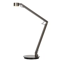 Настольная лампа офисная LED Ogden 56505/06/15 Lucide серая на 1 лампу, основание чёрное металл в стиле современный 