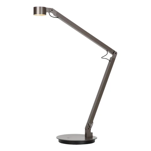 Настольная лампа офисная LED Ogden 56505/06/15 Lucide серая на 1 лампу, основание чёрное металл в стиле современный 