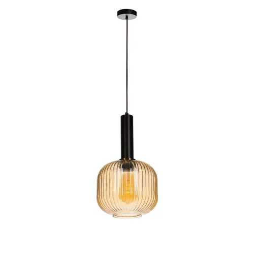 Светильник подвесной Iris 2071-B+BL LOFT IT янтарный на 1 лампу, основание чёрное в стиле лофт выдувное