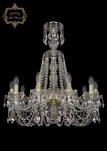 Люстра подвесная хрустальная 11.11.10.240.XL-74.Gd.Sp Bohemia Art Classic прозрачная на 10 ламп, основание золотое в стиле классика 