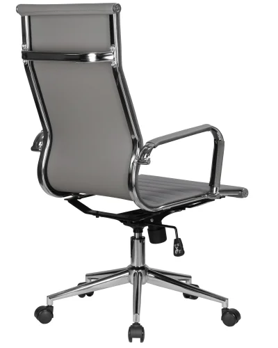 Офисное кресло для руководителей DOBRIN CLARK SIMPLE (серый (47)) цвет сиденья серый (47), цвет основания хромированная сталь Dobrin, серый/экокожа, ножки/металл/, размеры - 1090*1150**** фото 4