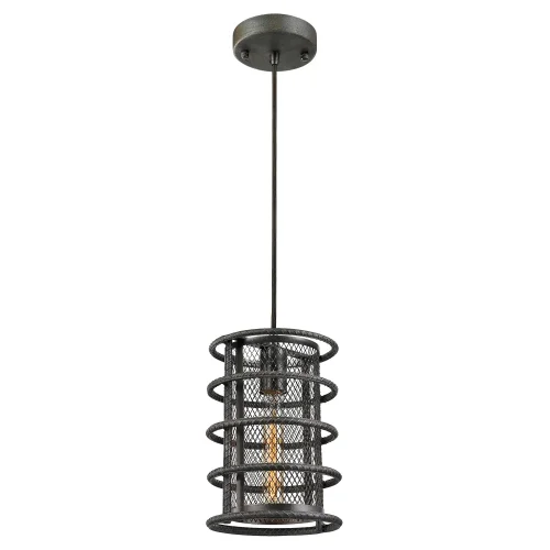 Светильник подвесной лофт LSP-9645 Lussole серый 1 лампа, основание коричневое в стиле лофт  фото 2