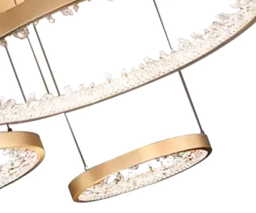 Люстра подвесная LED Рами 07668-80+60+40,36 Kink Light прозрачная латунь на 1 лампу, основание латунь в стиле современный кольца фото 2