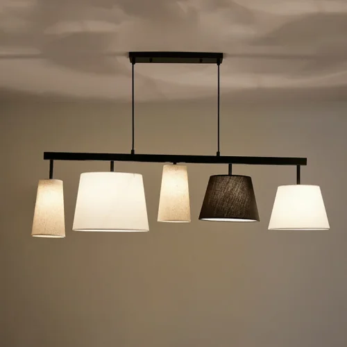 Светильник подвесной Parecchi Black L117 Square section 102006-26 ImperiumLoft белый бежевый на 5 ламп, основание чёрное в стиле современный фото 4
