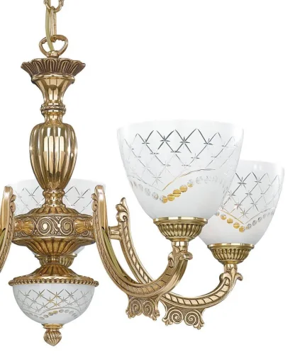 Люстра подвесная  L 7152/5 Reccagni Angelo белая на 5 ламп, основание золотое в стиле классический  фото 3