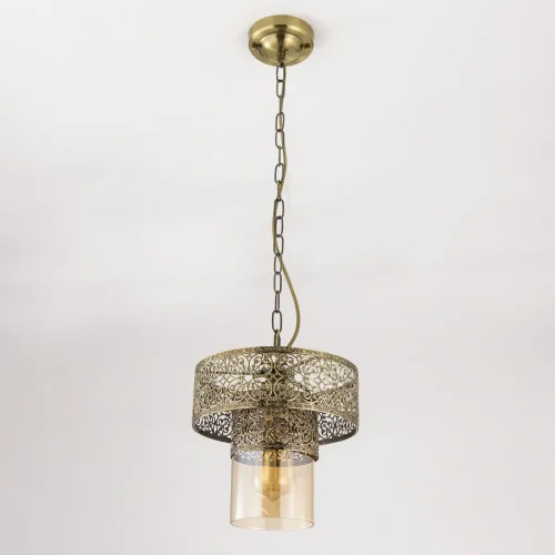 Светильник подвесной Эмир CL467133 Citilux янтарный 1 лампа, основание бронзовое в стиле восточный кантри  фото 4