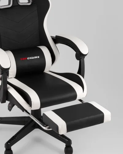 Кресло спортивное TopChairs Prophet с оттоманкой, черно-белый УТ000039480 Stool Group, чёрный/текстиль, ножки/полимер/чёрный, размеры - 1250*1350***68* фото 8