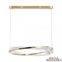 Люстра подвесная LED с пультом AM-Venezia 318311/D800 GD Arte Milano прозрачная на 1 лампу, основание золотое в стиле современный кольца с пультом