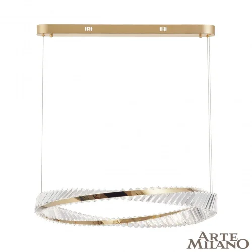Люстра подвесная LED с пультом AM-Venezia 318311/D800 GD Arte Milano прозрачная на 1 лампу, основание золотое в стиле современный кольца с пультом
