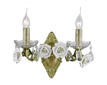 Бра Fiori di rose W1770.2 Lucia Tucci без плафона 2 лампы, основание золотое зелёное белое в стиле флористика прованс 