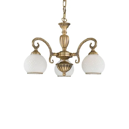 Люстра подвесная  L 8400/3 Reccagni Angelo белая на 3 лампы, основание античное бронза в стиле классический  фото 3