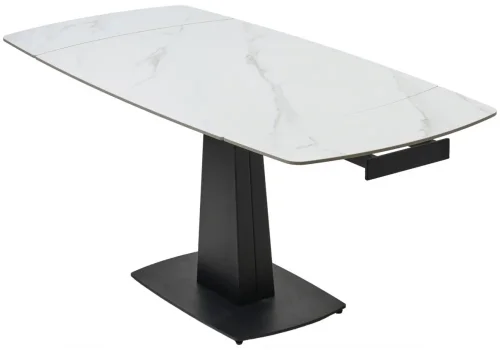 Керамический стол Balde 140 matt white marble solid ceramic / black 593885 Woodville столешница белая из керамика фото 9