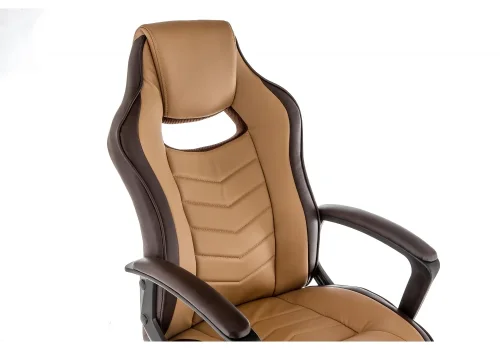 Компьютерное кресло Gamer коричневое 11378 Woodville, коричневый/искусственная кожа, ножки/пластик/чёрный, размеры - *1170***620*700 фото 9
