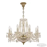 Люстра подвесная 1451/8/160/250 G Bohemia Ivele Crystal без плафона на 11 ламп, основание золотое прозрачное в стиле классика sp