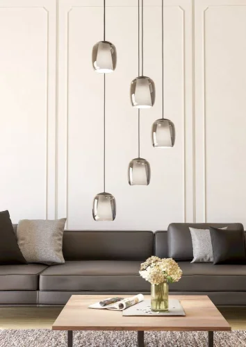 Светильник подвесной Ciampino 901194 Eglo чёрный дымчатый на 5 ламп, основание чёрное в стиле современный каскад фото 2 Светильник подвесной Ciampino 901194 Eglo чёрный дымчатый на 5 ламп, основание чёрное в стиле современный каскад фото 2