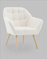 Кресло Вэйл тэдди белый УТ000040124 Stool Group, белый/ткань тедди, ножки/массив гевеи/бежевый, размеры - *****мм