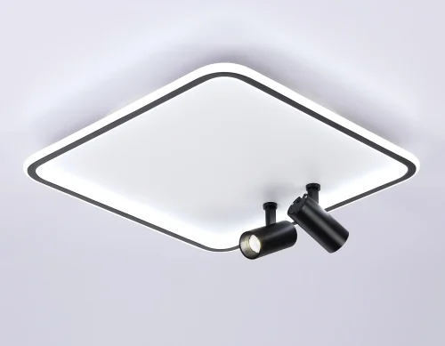 Светильник потолочный LED с пультом FL5115 Ambrella light белый чёрный 1 лампа, основание белое в стиле современный хай-тек квадраты фото 4