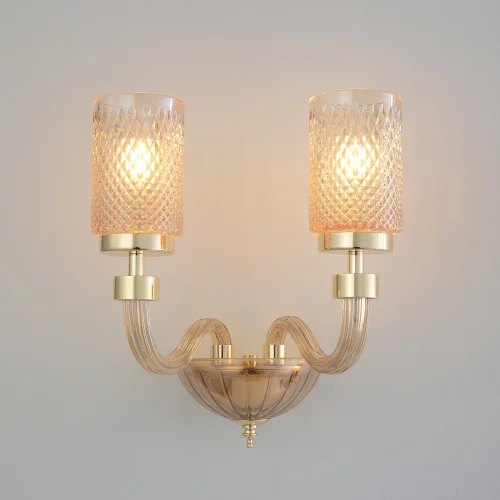Бра SILVESTRO AP2 AMBER Crystal Lux янтарный золотой на 2 лампы, основание янтарное золотое в стиле классический 