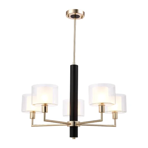 Люстра на штанге MAESTRO SP-PL5 GOLD Crystal Lux прозрачная белая на 5 ламп, основание золотое в стиле современный фото 2