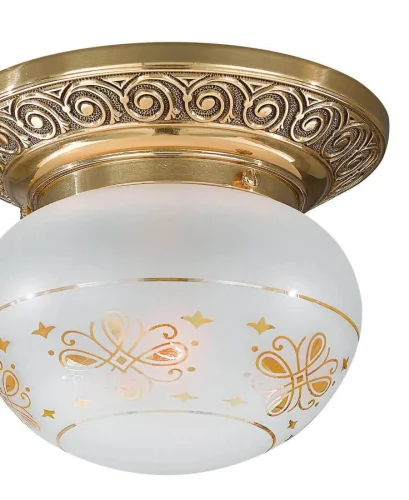 Светильник потолочный PL 7845/1 Reccagni Angelo прозрачный белый 1 лампа, основание золотое в стиле классика  фото 2