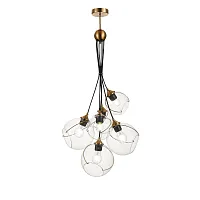 Светильник подвесной Satturo SLE103103-06 Evoluce прозрачный 6 ламп, основание золотое в стиле современный шар