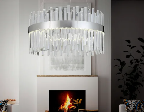 Люстра подвесная LED TR5009 Ambrella light прозрачная на 1 лампа, основание хром в стиле классический современный  фото 3