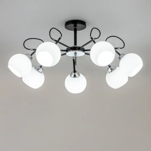 Люстра потолочная Стивен CL141271 Citilux белая на 7 ламп, основание чёрное в стиле современный  фото 2