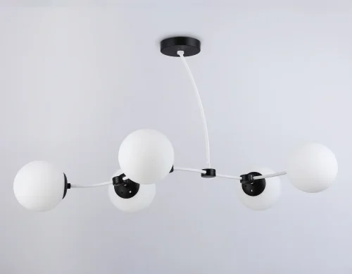 Люстра потолочная TR2546 Ambrella light белая на 5 ламп, основание чёрное в стиле современный  фото 2