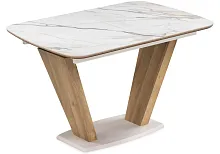 Керамический стол Петир 120(160)х80х75 gilt white / дуб монтана 588013 Woodville столешница белая мрамор из стекло