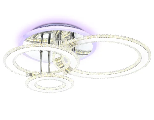 Люстра потолочная LED с пультом FA8851 Ambrella light прозрачная на 1 лампу, основание хром в стиле современный хай-тек с пультом