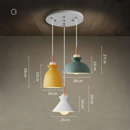 Светильник подвесной OMG TRIO G Round 179803-26 ImperiumLoft разноцветный на 3 лампы, основание белое в стиле скандинавский современный 