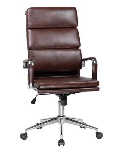 Офисное кресло для руководителей DOBRIN ARNOLD (коричневый) цвет сиденья коричневый, цвет основания хромированная сталь Dobrin, коричневый/экокожа, ножки/металл/, размеры - 1090*1160****
