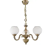 Люстра подвесная  L 9250/3 Reccagni Angelo белая на 3 лампы, основание античное бронза в стиле классический 