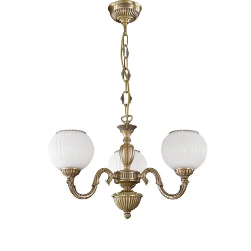 Люстра подвесная  L 9250/3 Reccagni Angelo белая на 3 лампы, основание античное бронза в стиле классический 